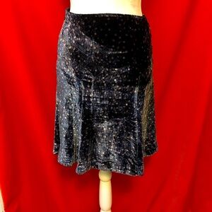 Marc Jacobs velvet flounce hem mini skirt blue and copper dot size 2